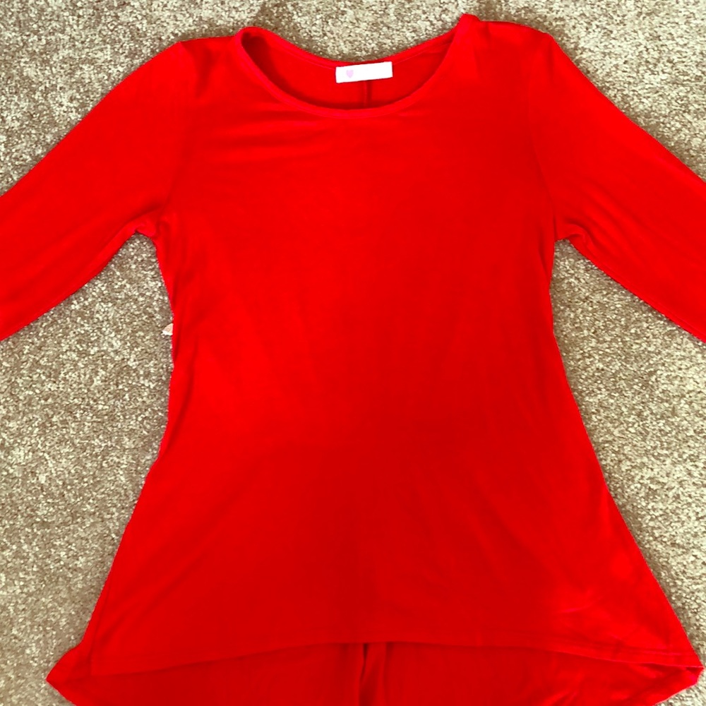 Red, high low shirt in great condition